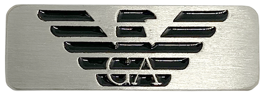 Значок GA античная латунь/античное серебро корпоративный с логотипом Компании.