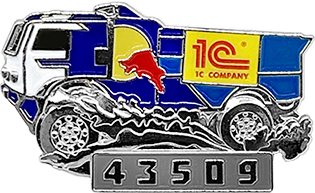 Значки Камаз Мастер с логотипами спонсоров корпоративный с логотипом Компании.