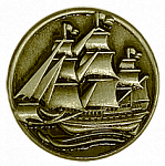 Значок Кораблик античная латунь/античное серебро